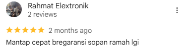 Penilaian bintang 5 dari Rahmat Elextronik